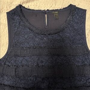 J. Crew Navy Lace Textured Blouse